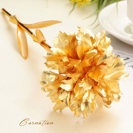 Precious 24K Gold Leaf Carnation for Mother's Day - Click Image to Close