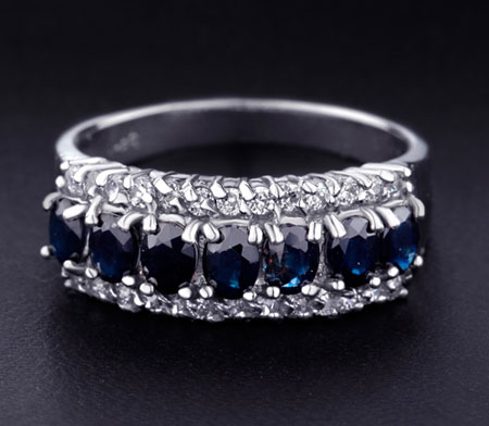 925 Silver Natural Sapphire Alternative Engagement Rings - Click Image to Close