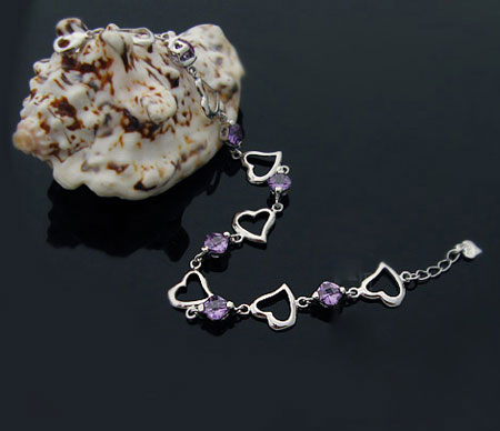 Natural Amethyst Bracelet February Birthstone Purple Bracelets - Click Image to Close