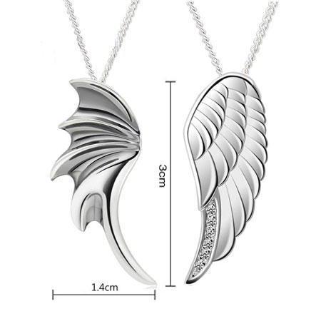Matching Silver Angel's Wing Necklaces for Men and Women - Click Image to Close