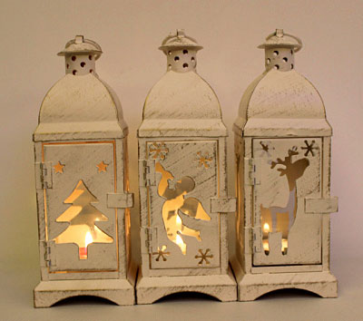 Christmas Candle Lanterns - Vintage Tealight Candle Holders - Click Image to Close