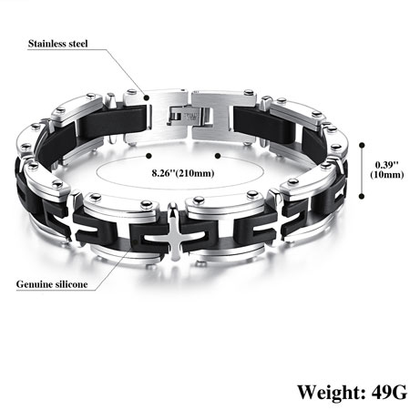 Contrast Black & White Cross Titanium Steel Bracelets for Men - Click Image to Close