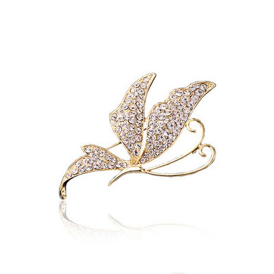 Gold and Silver Swarovski Crystal Butterfly Pin Brooches - Click Image to Close