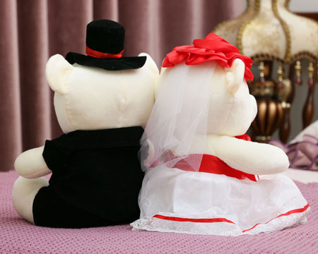 Wedding Decoration On Car Cute Teddy Bears Set - Click Image to Close