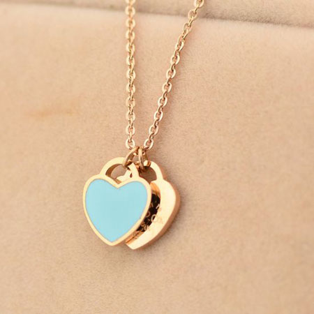 Women's 18K Rose Gold Love Heart Necklace for Girlfriend - Click Image to Close