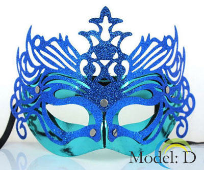Fancy Cheap Blue and Silver Mardi Gras Masquerade Masks - Click Image to Close