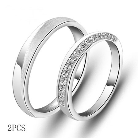 Engravable Sterling Silver Matching Promise Rings For Couples - Click Image to Close