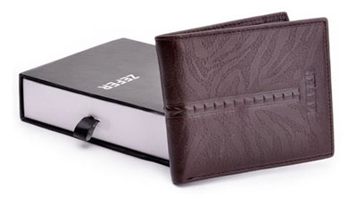 Bifold Brown Leather Front Pocket Wallets for Men - Click Image to Close