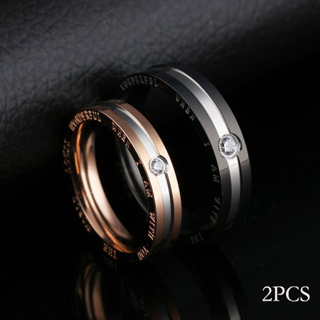 CZ Titanium Stainless Steel Wedding Rings for Couples
