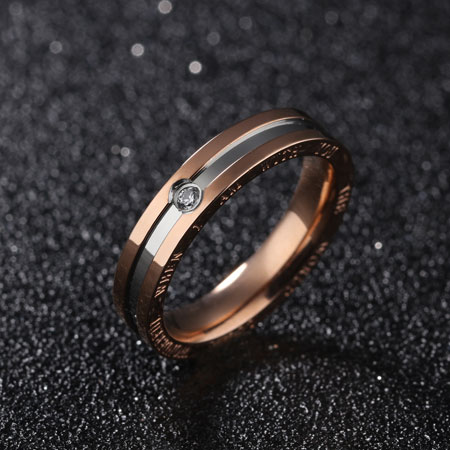 CZ Titanium Stainless Steel Wedding Rings for Couples - Click Image to Close