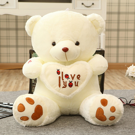Cute Big Teddy Bears with Hearts White Pink Purple for Valentines Day