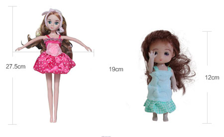 Barbie- und Kelly-Puppen mit Barbie-Outfits und Accessoires