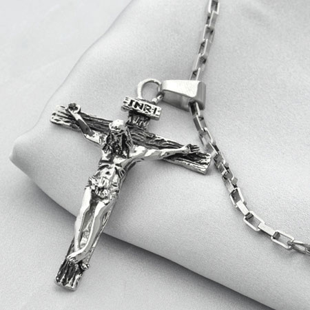 Katholische Jesus Kreuz Anhänger Titan Kruzifix Halskette für Männer