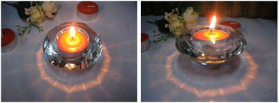 Teelicht-Kerzenhalter aus rautenförmigem Kristall