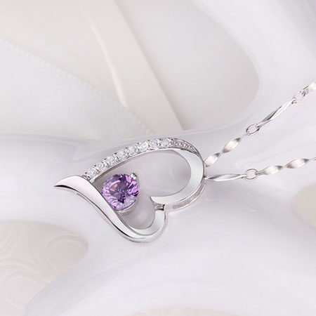 Sterlingsilber-Liebes-Herz-Halsketten mit Diamant für Damen