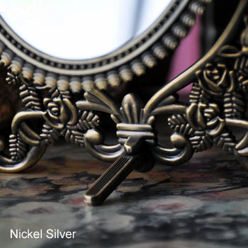 Ovale Bronze geschnitzte Metallrahmen antike Tischspiegel