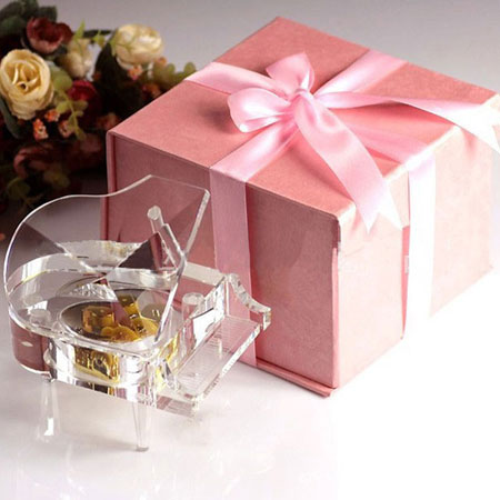 Personalisierte Kristallklavier-Spieluhr mit Bild und Lied für Hochzeitspaare