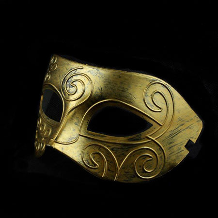Máscaras de mascarada para hombres venecianos de estilo antiguo de plata y oro