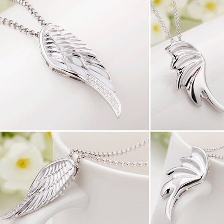 Collares de alas de ángel de plata a juego para hombres y mujeres