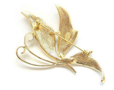 Broches con forma de mariposa de cristal Swarovski de oro y plata
