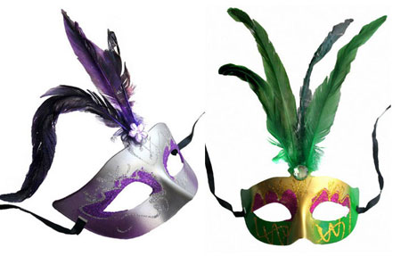 Máscaras de lujo para baile de máscaras Mardi Gras Máscaras de plumas