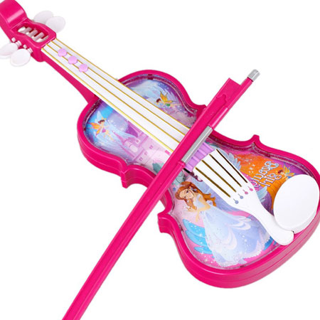 Instrumentos musicales de juguete de violín de juguete de color rosa púrpura para niños pequeños