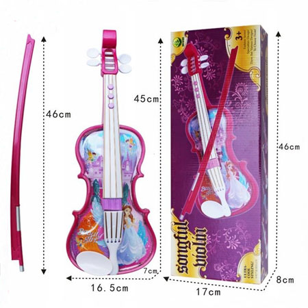 Instrumentos musicales de juguete de violín de juguete de color rosa púrpura para niños pequeños