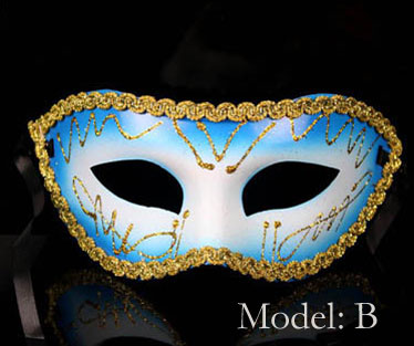 Elegante azul y plata baratos Máscaras de mascarada de Mardi Gras
