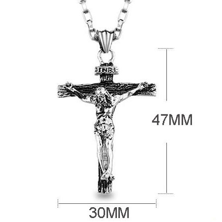 Pendentif Croix de Jésus Catholique Collier Crucifix en Titane pour Homme