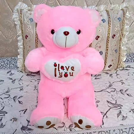 Mignons gros ours en peluche avec des coeurs blanc rose violet pour la Saint Valentin