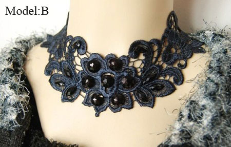 Collier de dentelle blanc ivoire gothique Lolita collier plastron de mariée ras du cou