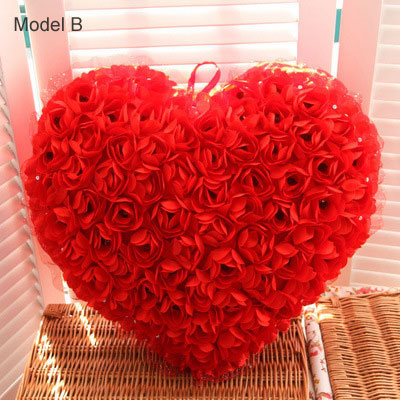 Coussins décoratifs en tissu rose rouge Coussins coeur rose avec amour