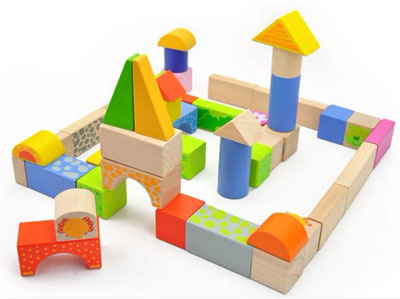 Briques de construction colorées animales 50 blocs en bois PCS pour enfants