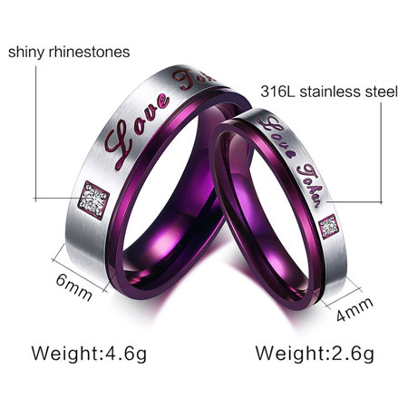 Forever Love Engraved Black Titanium Ring Sets for Men and Women