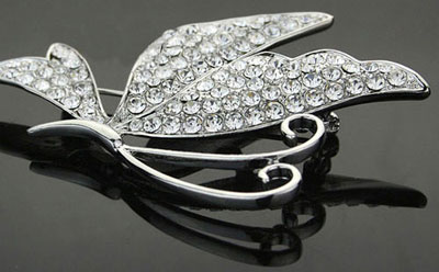 Gold and Silver Swarovski Crystal Butterfly Pin Brooches