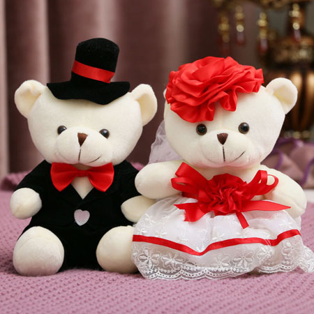 Wedding Decoration On Car Cute Teddy Bears Set