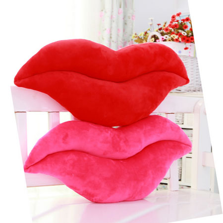 Red and Pink Lips Pillow Decorative Cushions for Lovers