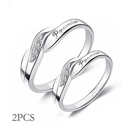 Love Engraved Sterling Silver Promise Rings for Couples