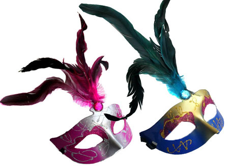 Maschere fantasiose per il ballo in maschera Maschere di piume del Mardi Gras