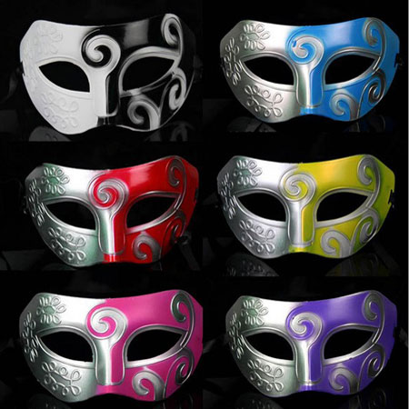 Maschere da mascherata italiana nobili multicolori tono argento per uomo
