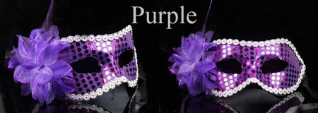 Maschere da ballo in maschera di piume viola per le donne