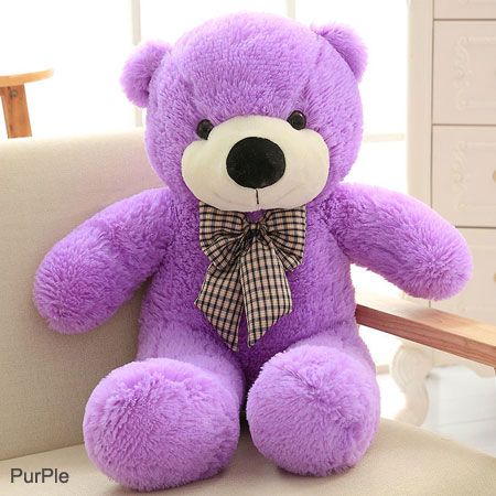 Grote teddybeer in de uitverkoop voor vriendin roze wit bruin paars met strikken