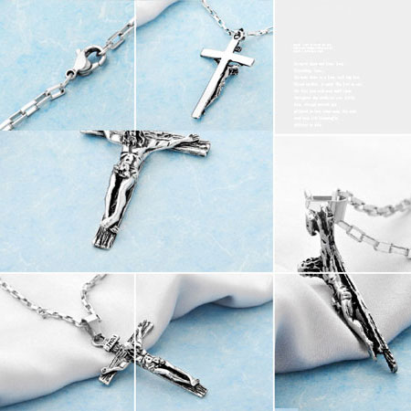 Katholieke Jesus Cross Hanger Titanium Crucifix Ketting voor Mannen