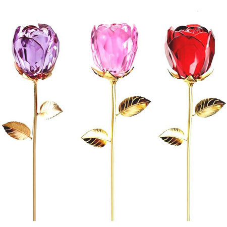 Gouden en kristallen roos voor je geliefde deze Valentijnsdag