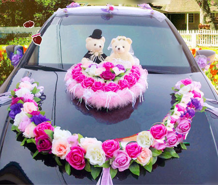Bruiloft Decoratie Op Auto Leuke Teddyberen Set
