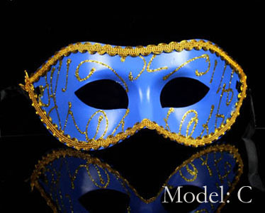 Fantazyjne tanie niebieskie i srebrne Maski maskaradowe Mardi Gras