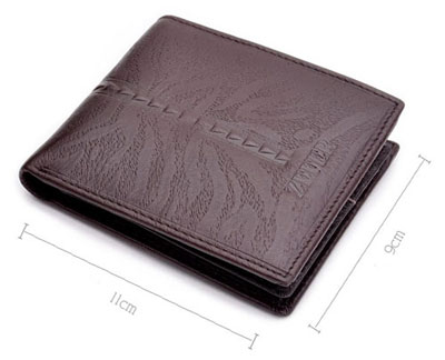 Brązowe skórzane portfele z przodu z dwiema kieszeniami dla mężczyzn