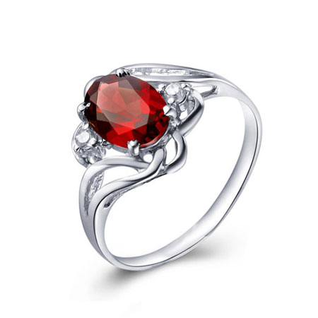 Eleganckie tanie pierścionki zaręczynowe z rubinami ze srebra wysokiej próby dla kobiet