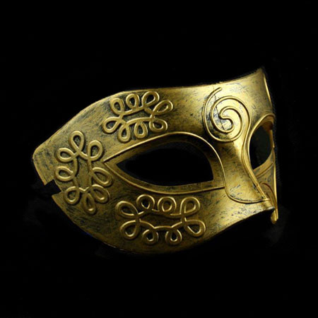 Máscaras de máscaras masculinas venezianas prateadas e douradas