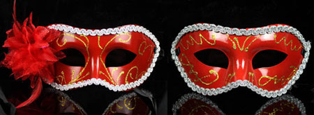 Máscaras venezianas de penas douradas Máscaras de máscaras de prata para casais